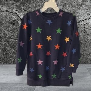 (Primary)Multicolor Star Pattern Kids Crewneck Sweater. Unisex